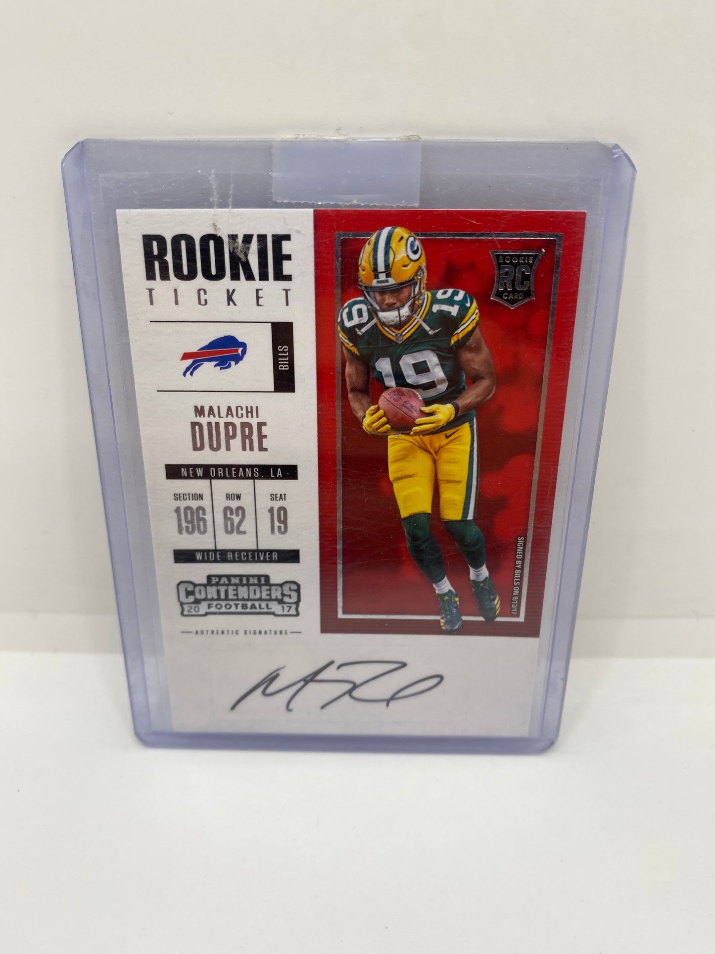 MALACHI DUPRE 2017 CONTENDERS "ROOKIE TICKET" AUTOGRAPH AUTO RC BILLS PACKERS!!!
